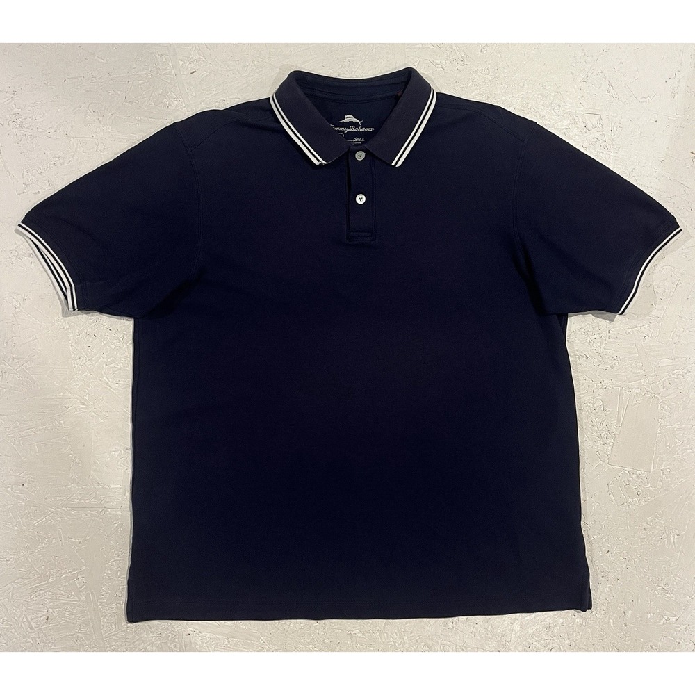 Tommy Bahama Polo Shirt Mens L Blue Supima Cotton‎ Short Sleeve Beach Comfort